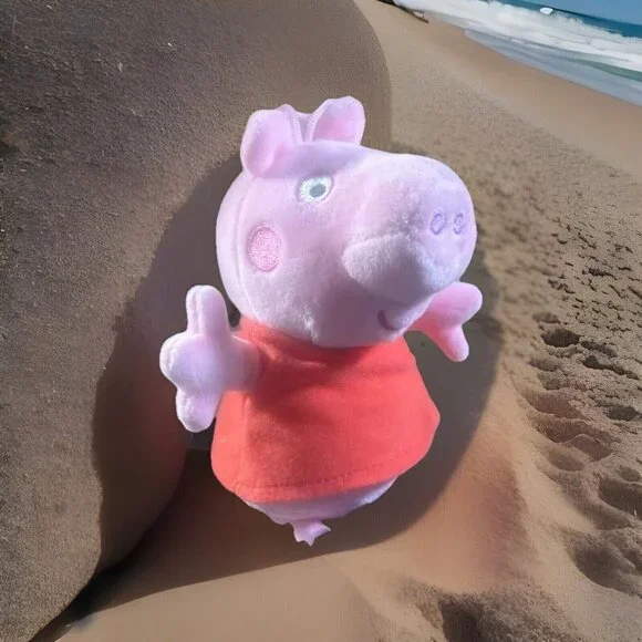 Fiesta Peppa Pig Plush Stuffed Animal Doll Toy 8” Pink in red dress W/ Tush tags - Picture 1 of 5